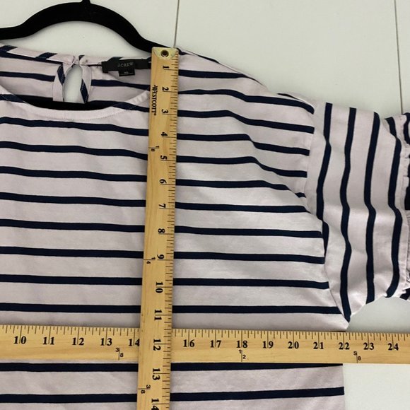 J Crew Mariner Cloth Ruffle-sleeve T-shirt In Navy Stripe Short Sleeve XL - Picture 9 of 10